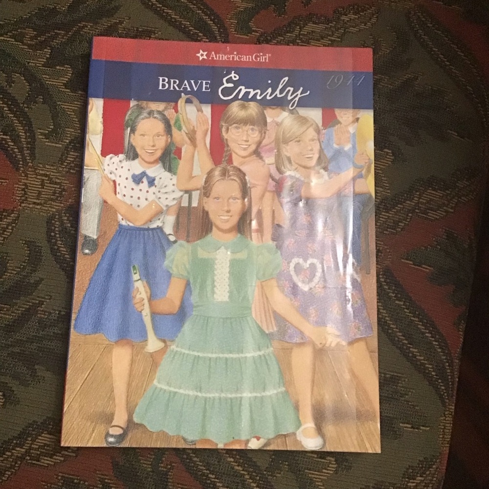 American Girl Brave Emily Book with Blue and Green Dresses New Still on it